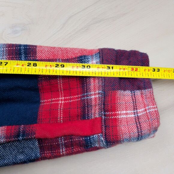 Vermont Flannel Co Shacket Womens XL Red White Blue Patchwork Heavyweight USA - Picture 9 of 10